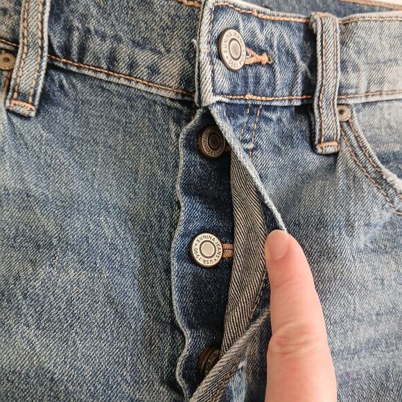 Eunina Denim Shorts Women Medium‎ High Rise Mid-Thigh Distressed Ripped 90s Boho - Picture 9 of 14